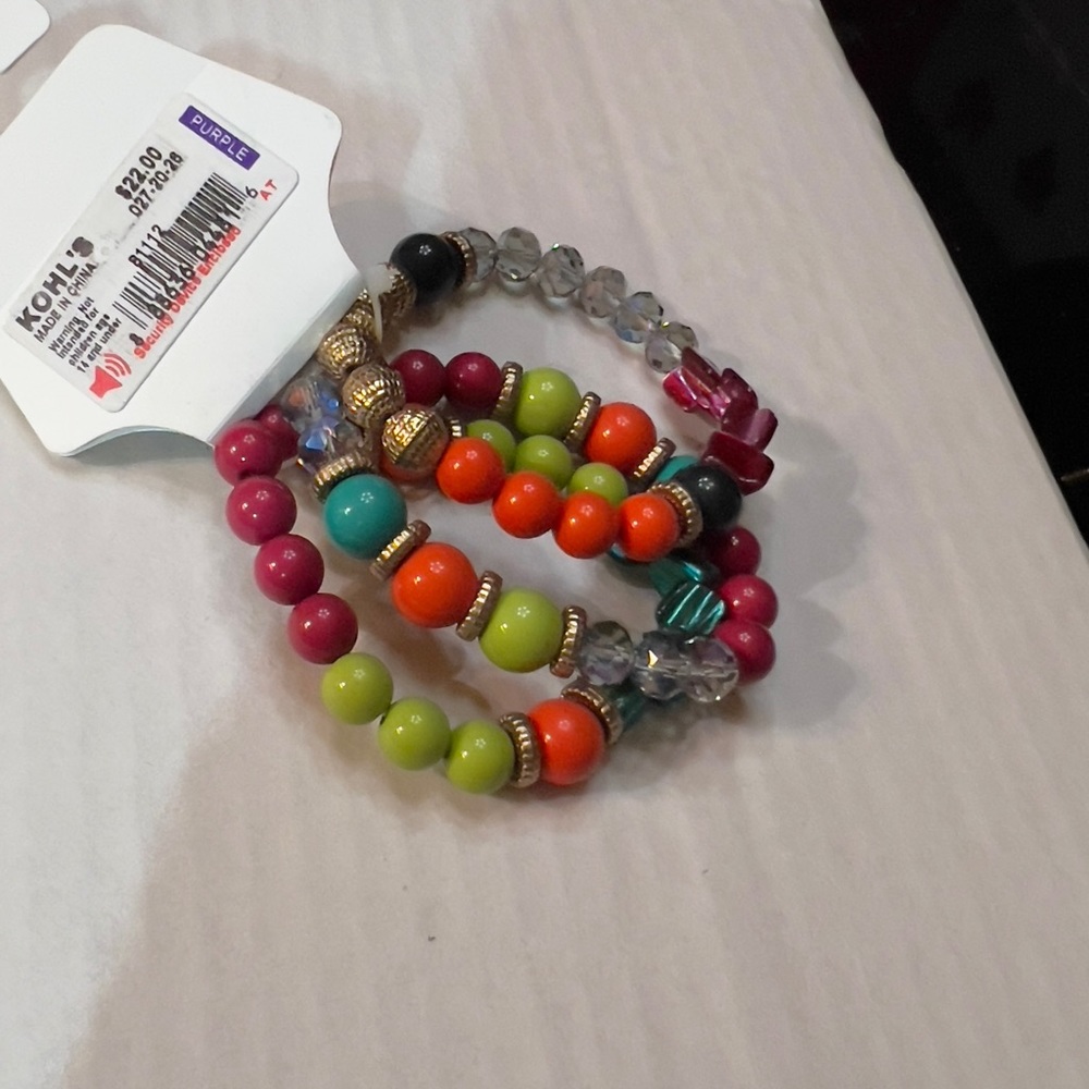 NWT Kohl’s multi colored bracelets (3) stretch